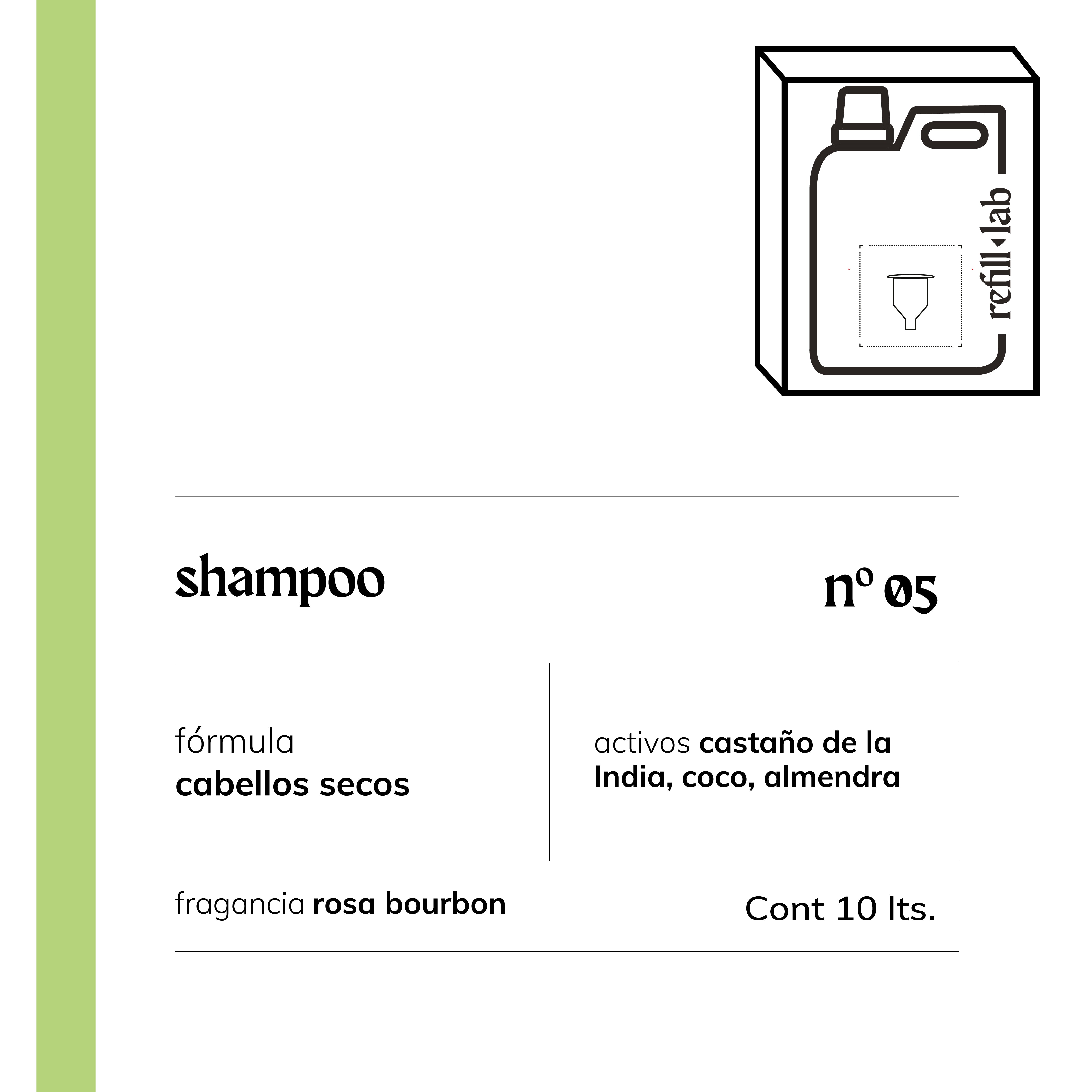 Shampoo sin sulfatos - Cabellos Secos - Rosa Bourbon - 10 lts.