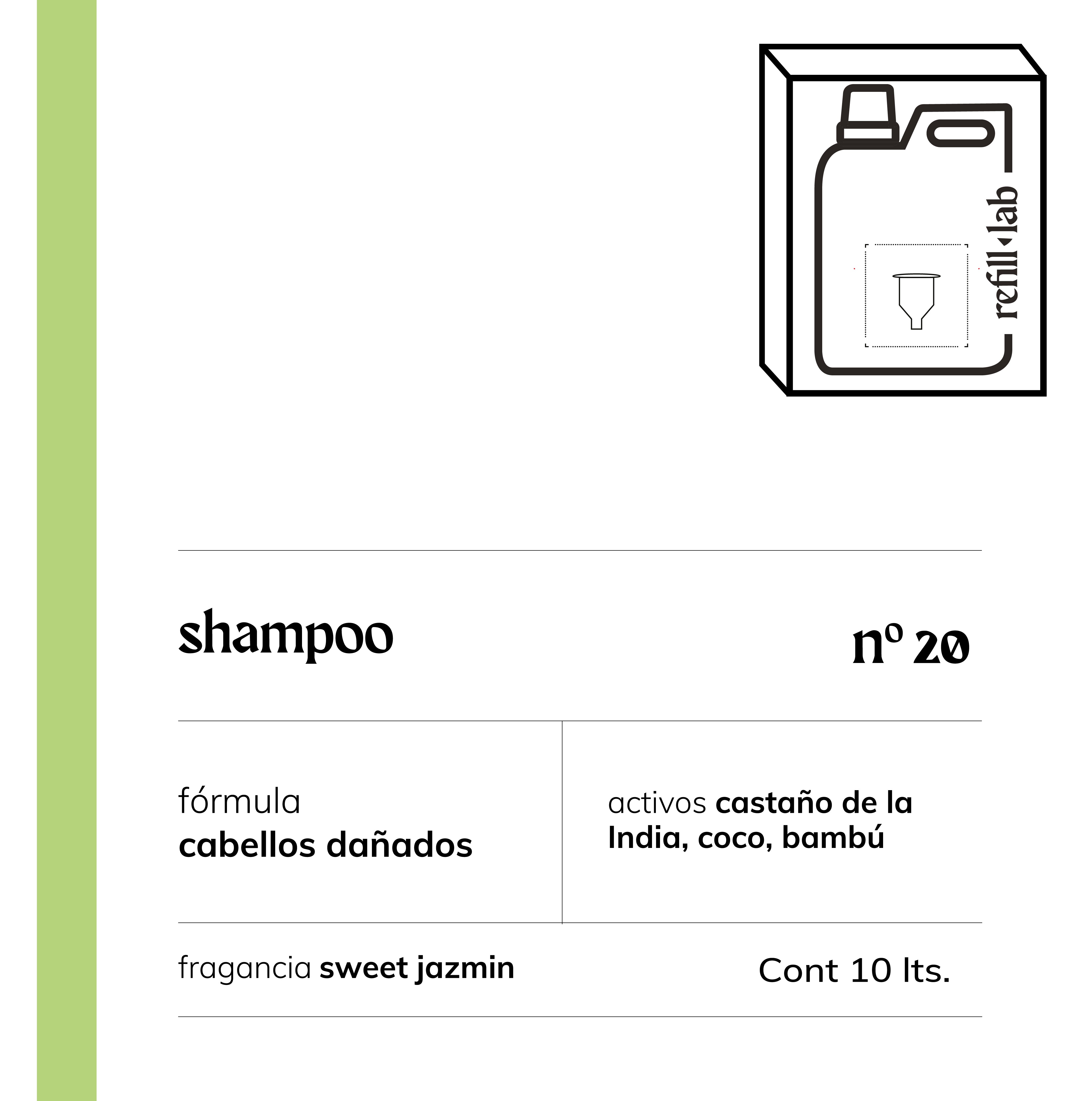 Shampoo sin sulfatos - Cabellos Dañados/Teñidos - Sweet Jazmin - 10 lts.